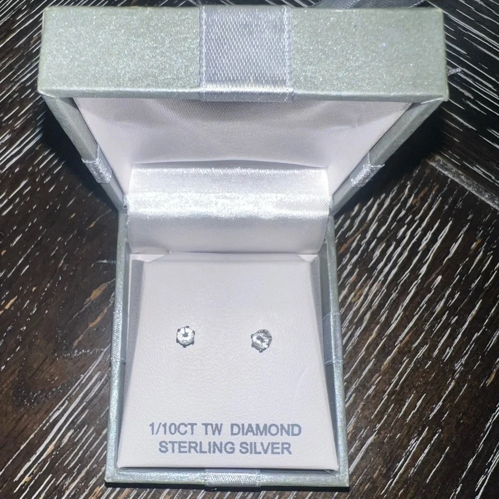 Diamond sterling Silver Earrings - Picture 2 of 3
